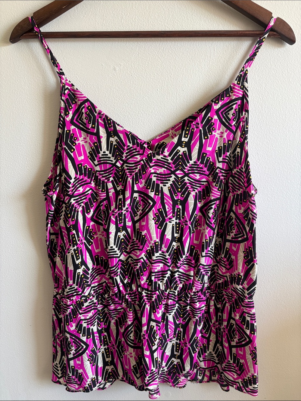 Amanda Uprichard Pink Geometric Print Babydoll Cami Top Large